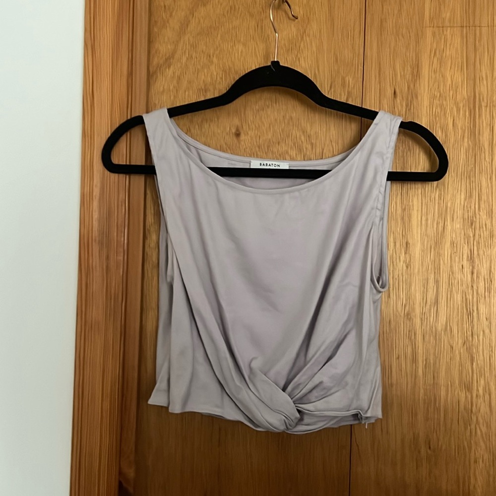 Aritzia Babaton Lilac Cropped Linen Blend Twist Tank S